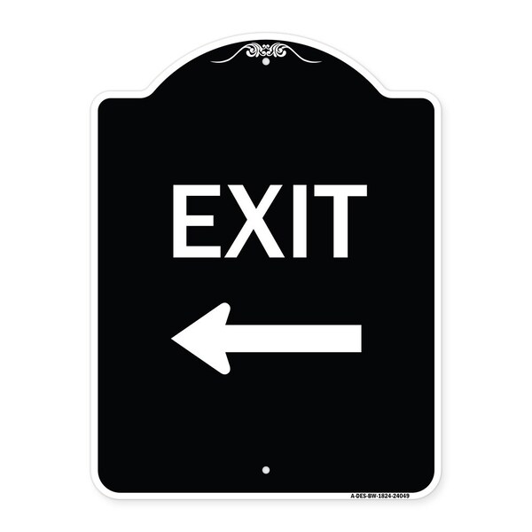 Exit With Left Arrow 2 Heavy-Gauge Aluminum Architectural Sign, 24" H, 18" L, BW-1824-24049